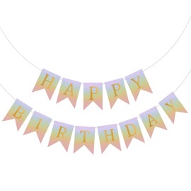 Happy Birthday Banner Backdrop Colorful Decoration Birthday sign for wall Party Supplies Backyard Decore Birthday Flag Bunting - 8 feet total signs (3 feet HAPPY, 5 feet BIRTHDAY) Unicorn