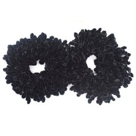 AUEAR, 2 Pack Scrunchie Headwear Hair Tie Ring Plain Big Hairband (Black)