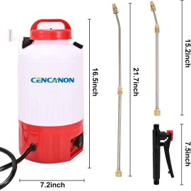 Cencannon CENCANON 1.3 Gallon Battery Powered Sprayer Telescope Wand Adjustable Nozzles