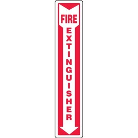 Accuform MFXG918VP Plastic Safety Sign, "FIRE Extinguisher (Arrow)", 24" Length x 4" Width x 0.055" Thickness, Red on White