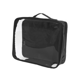 Medium Clear Travel Packing Cube / See-Through Clothes Organizer for Carry on & Checked Suitcase, RV or Camping / Transparent Storage Cell / Doll Storage / Game Day Stadium Approved (Black)