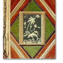 Leaf Notebook Journal Hand Crafted Bali Dolphins Palm Tree Natural Leaves NEW