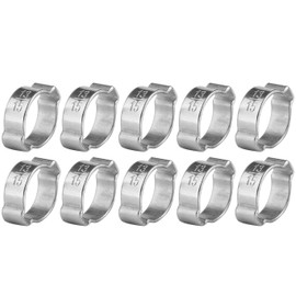 10 PCS Double Ear Hose Clamps, 11-13mm Zinc Plated Stainless Steel O Clips Crimp Rings Two Ear Hose Clips Fuel Air Water Hose Tube Pipe Clamps Hose Fasteners Clips(13-15Mm)