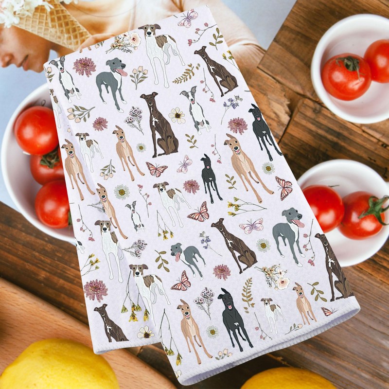 MYSOMY Greyhound Kitchen Towel and Hand Towel - Greyhound Lover