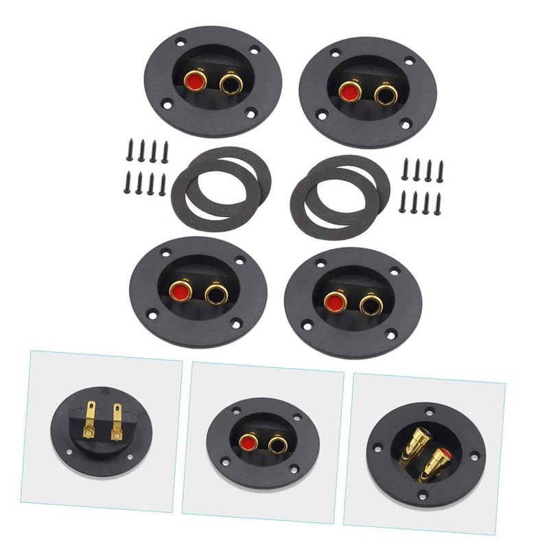 LABRIMP 4pcs Round Speaker Terminal Connectors with Quick Disconnect for
