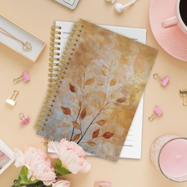 XPH Vintage Fall Leaves Spiral Notebook, Autumn Plant Journaling Notebooks for Note Taking, Autumn Botanical Hardcover Journal for Writing 160 Pages 5.5 x 8.3 Inch, Fall Gifts for Women