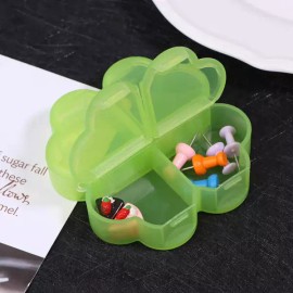 Four Leaf Clover 휴대용 플라스틱 약 보관함 개별 개폐 디자인 네잎 클로버 4칸 약통 분리 Portable Plastic Pill Box Individual Open Design Four-Leaf Clover 4-Compartment Pill Case Separated [Green]