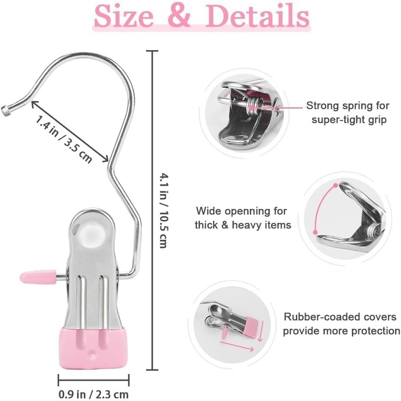 Anti-Slip Stainless Steel Boot Hanging Hold Clips, 20 Piece Stainless