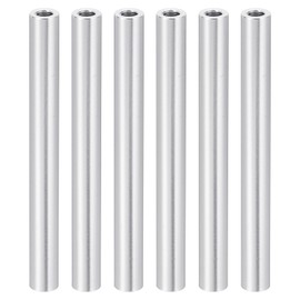 PATIKIL M3 Aluminium Spacer, Pack of 6 Metal Standoffs Sleeve Nut 3 mm ID x 5 mm OD x 50 mm L Thread Spacer Screw Spacer Round for RC Car, Silver