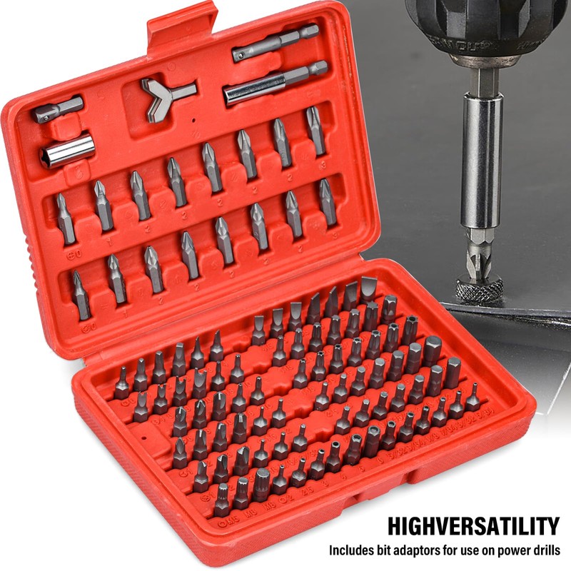 BEAUGIREW 100 Pcs Security Screwdriver Bit Set |Cr-V Steel |1/4-inch