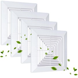 Flowild 4 Pcs 12x12 Bathroom Exhaust Fan Cover with Springs, Replacement Grille for Square Ceiling or Wall-Mounted Exhaust Fans, Ceiling Fan Cover, Air Diverter, Ventilation Fan (White)
