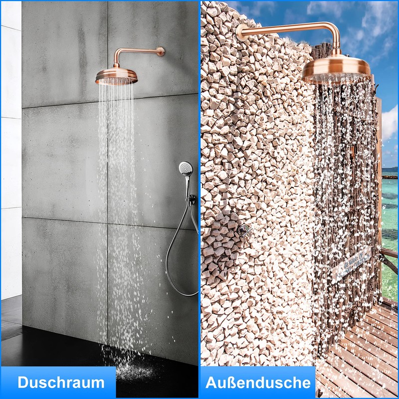 Antique Red Copper Shower Head Extension Pipe Wall Arm Shower