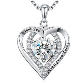 DOFRID Moissanite Heart Pendant Necklace for Women, 1-3 Carats Moissanite Necklace, 925 Sterling Silver, Anniversary Present for Wife Women, Birthday Gifts for Wife, Jewelry Gifts for Girlfriend, Mom