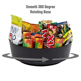Betesh Mind Reader Snack Carousel, Countertop Organizer, Snack Tray, Condiment Holder, Breakroom, Kitchen, 12 L x 12 W x 4 H, Black                   