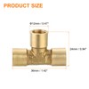 sourcing map Brass Tee Pipe Fitting, 1/8" x 1/8" x