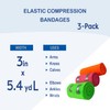 Elastic Bandage Wrap 3-Pack with Closure Clips, Comfortable Compression Support