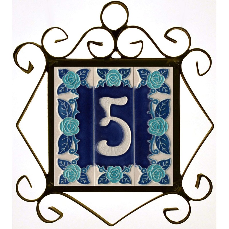Phosphorescent Hand Painted Italian Ceramic Number & Letter Tiles House