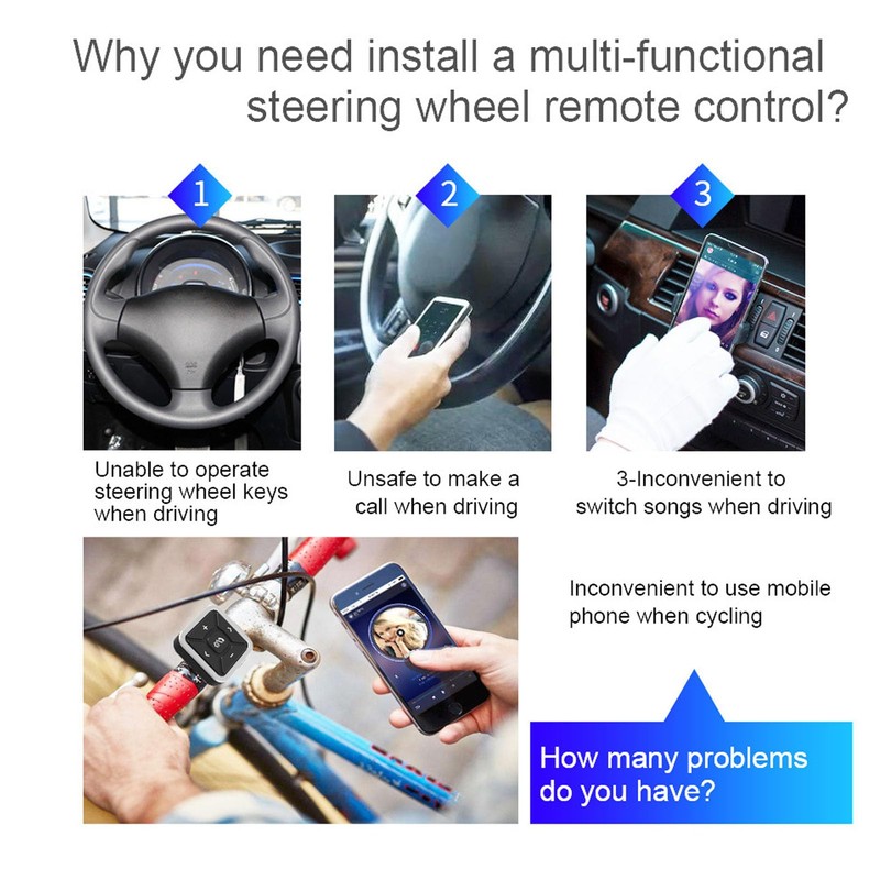 Bluetooth Media Button, Steering Wheel Remote Control for Selfie Music