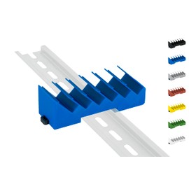 DIN Rail DIN Rail Holder for 6x Wago Clamps / Lever Clamps 221-412/413/415 (Wago Clamps Not Included) (Blue)