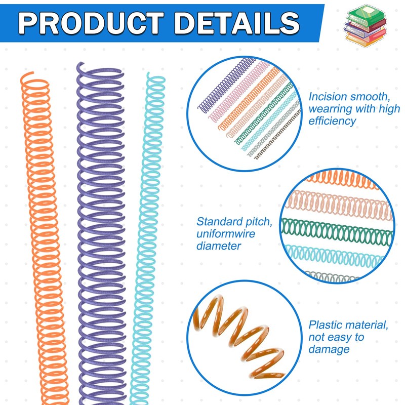 120 Pack Plastic Spiral Binding Coils Binder Binding Spirals Rings