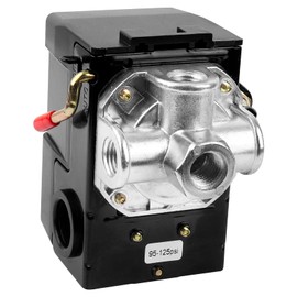 LF10-4H Air Compressor Pressure Switch 95-125 PSI, 20A 4 Port Air Compressor Switch NPT 1/4, Replacement for Compressor Pump