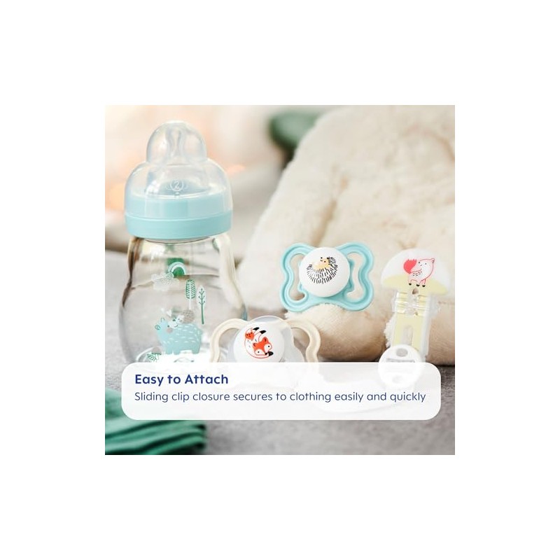 MAM Pacifier Clips, Baby Pacifier Clip, 'I Love Mommy' Design