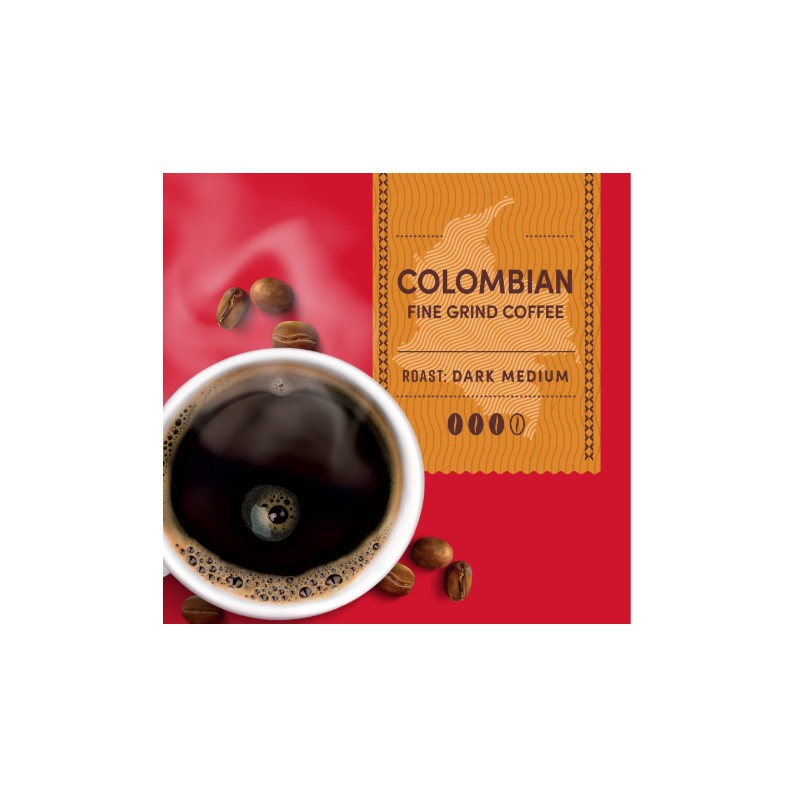 Tim Hortons Colombian, Medium-Dark Roast Ground Coffee, Perfectly Balanced, Alwa