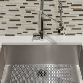 YBM Home 4-Pack Kitchen Sink Grid Plastic Protector Mat Pad Protect Surfaces and Dishes, Non-Skid Dish Protector with Quick Draining Holes, White