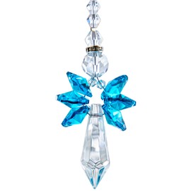 Rainbow Guardian Angel Crystal Suncatcher as Home/Car Decoration & Porch Decor & Hangings Crystal Glass Ornament (Blue)