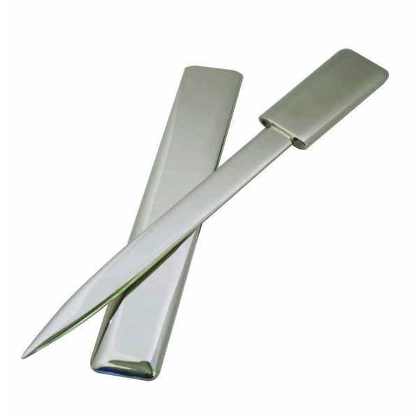 Heavy Quality Silver Chrome Letter Opener with Sheath, silver