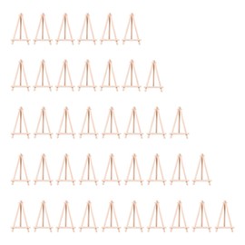 Auch 40 Pack Mini Wood Display Easel Artist Easel Triangle Cards Stand Small Tabletop Painting Wood Easel Holder Stand Mini Tripod Easel Stand Portable Crafts Easels for Kids Party Display Supply (40 Pack Display Easel)