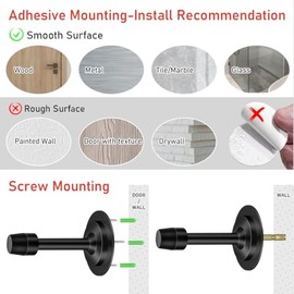 Topes de puerta de negros, 95mm protector de pared de tope de puerta con puntas de parachoques de goma amortiguadoras de sonido, topes de puerta autoadhesivos de acero inoxidable, paquete de 2