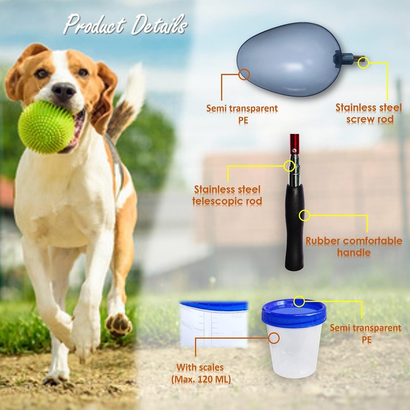 QMARK Telescopic Urine Collector, Reusable Dog Urine Sample Catcher, Cat