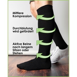gigando 3 Pairs Cotton Compression Support Stockings for Men & Women for Long Sitting & Standing, Flight, Office, Car, 3 Pairs - Black, 39 - 42