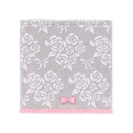 JILLSTUART 58-1520070 Rose Bouquet Towel Handkerchief, Gray, Fluffy, Cute, Ribbon, Elegant, Floral Pattern, Approx. 9.8 x 9.8 inches (25 x 25 cm)