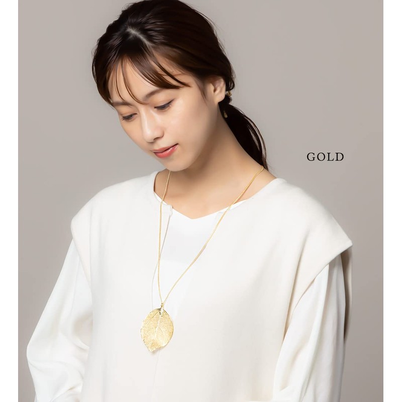 [ジュエル ボックス] JewelVOX ネックレス ニッケルフリー 透かし 立体 リーフ ロング ロングネックレス