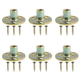 Yocimango 6pcs M8 T Shaped nut, Flat Screw on The Plates, Thick Iron Plate Nuts, Three-Way nut, Circular Base Plate Nuts, Hardware Flange Insertion, Internal Thread with 18 Screws