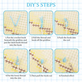 UKQRRTC 3D Latch Hook Rug Kit, DIY Craft Rug Making Kit, DIY Crochet Carpet Making Beginner Set for Adults Beginners (Sky Blue)