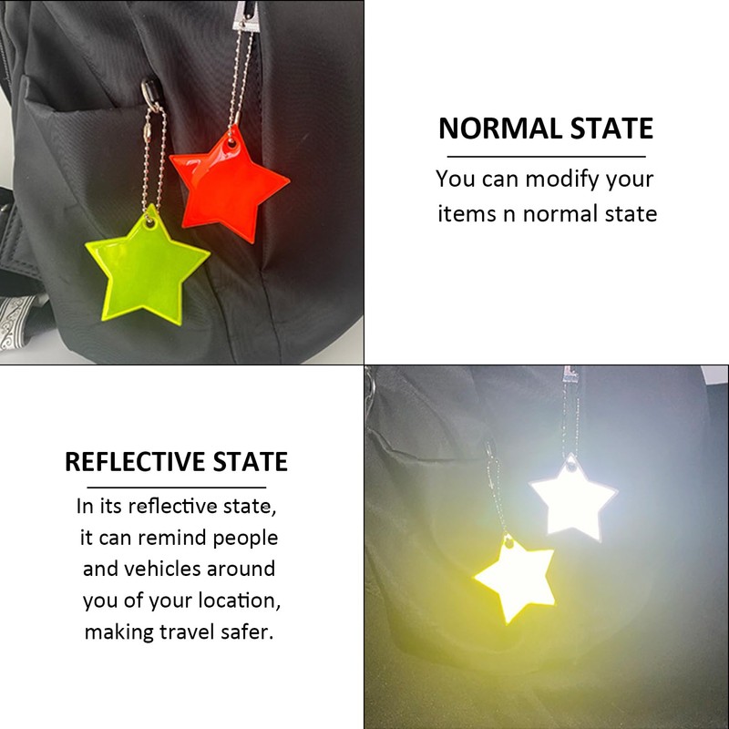 MAXQUU Pack of 13 Colourful Reflective Star Pendants, Children's Reflective