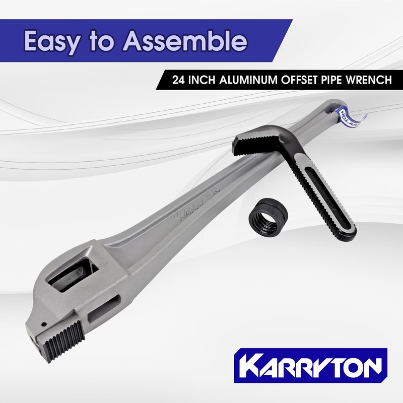 KARRYTON 24 Inch Aluminum Offset Pipe Wrench, 4"/101mm Adjustable Jaw