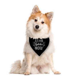 It's My Gotcha Day Dog Bandana, Black Dog Bandana, Pet Dog Scarf Accessories, Pet Dog Triangle Scarf, Funny Cute Dog Bandana, Dog Bandana for Small Medium Large Dogs, Dog Bandana Pet Scarf (E18)