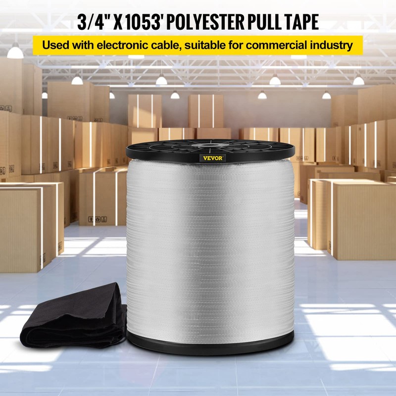 VEVOR 2500Lbs Polyester Pull Tape, 1053' x 3/4" Flat Tape