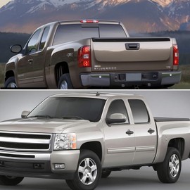 Headlights Tail Lights Combo Compatible with 2007-2013 Chevy Silverado 1500,2007-2014 Chevy Silverado 2500HD 3500HD Replacement Headlight Rear Brake Lamp Assembly, Chrome Housing Amber Corner