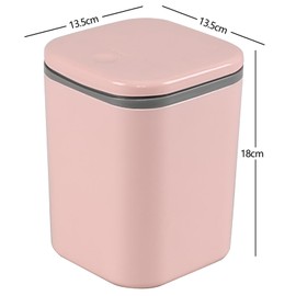 Yesdate 2 L Plastic Tiny Push-Button Trash Can, 0.5 Gallon Mini Desktop Dustbin, Pink