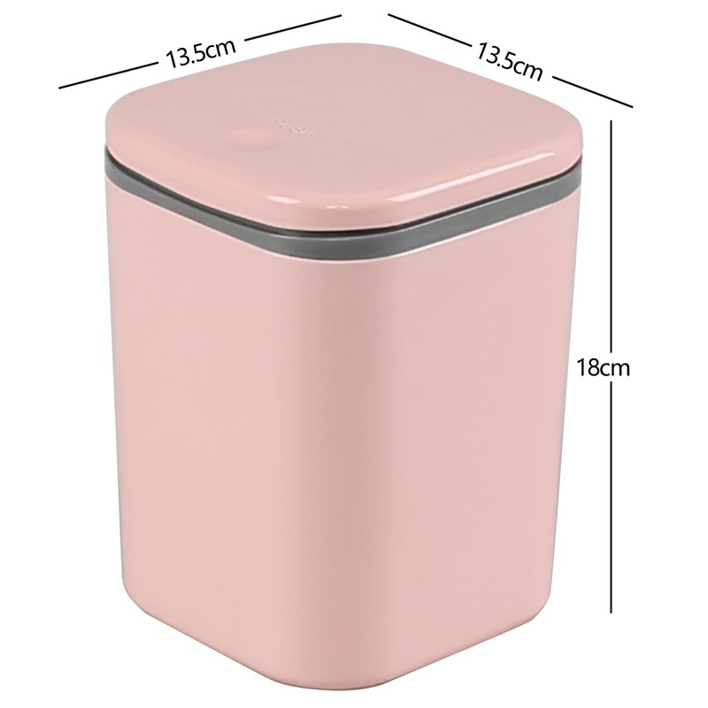 Yesdate 2 L Plastic Tiny Push-Button Trash Can, 0.5 Gallon