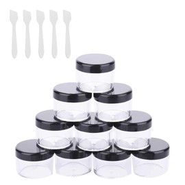 Empty Sample Pots,10 * 15ml Empty Plastic Cosmetic Jars,and 10 PCS Makeup Spatulas,Clear Travel Cosmetic Container,Mini Plastic Spatulas,Travel Pots