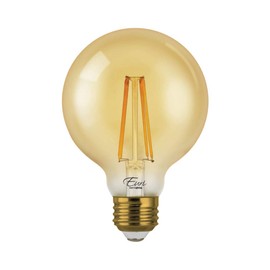 Euri Lighting VG25-3020ea, Dimmable LED G25 Globe Filament, 7W (75W Equal), Warm White (2200K), 600lm, 80CRI, 320° Beam, Amber, E26, 120V, Wet Rated UL Energy Star, 3YR, 15K HR WTY, Once Count