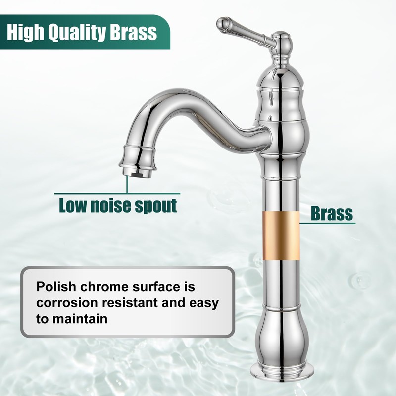 Heyalan Vessel Sink Faucet Tall Bathroom Faucet Single Handle 1