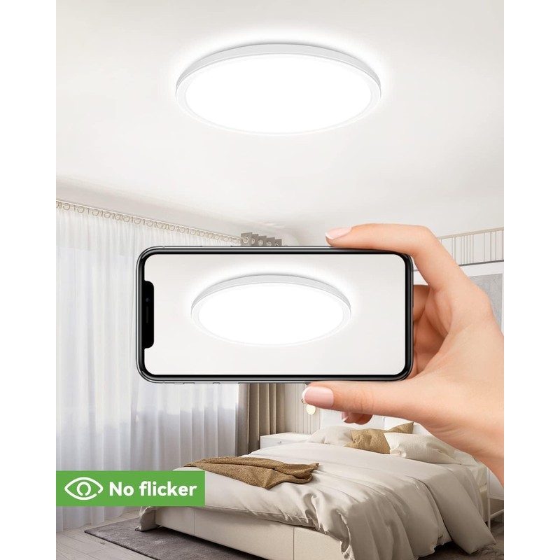zemty 12 Inch White Flush Mount Ceiling Lights Super Slim