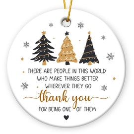 Gift Glow Thank You Gifts for Women, Boss, Friend, Coworkers - Thank You Ornament for Christmas Tree Decorations, Employee Appreciation Gifts, Ceramic Christmas Hanging Ornaments 2024